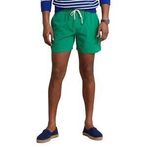 Polo Ralph Lauren Green Solid Traveler Polo Bear 5.5" Swim Trunks